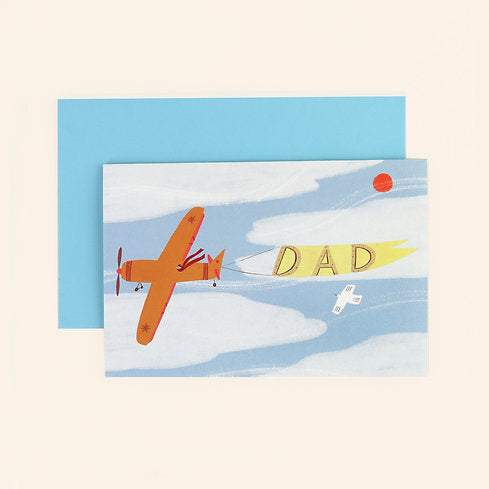 Vintage Plane Dad Greetings Card byLittle Black Cat Illustrated