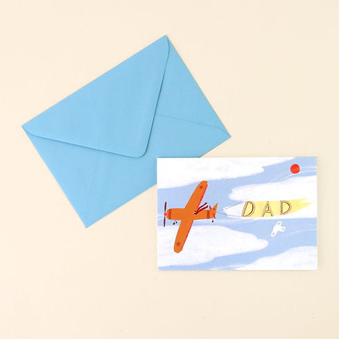 Vintage Plane Dad Greetings Card byLittle Black Cat Illustrated