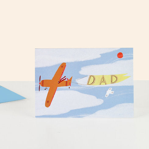 Vintage Plane Dad Greetings Card byLittle Black Cat Illustrated