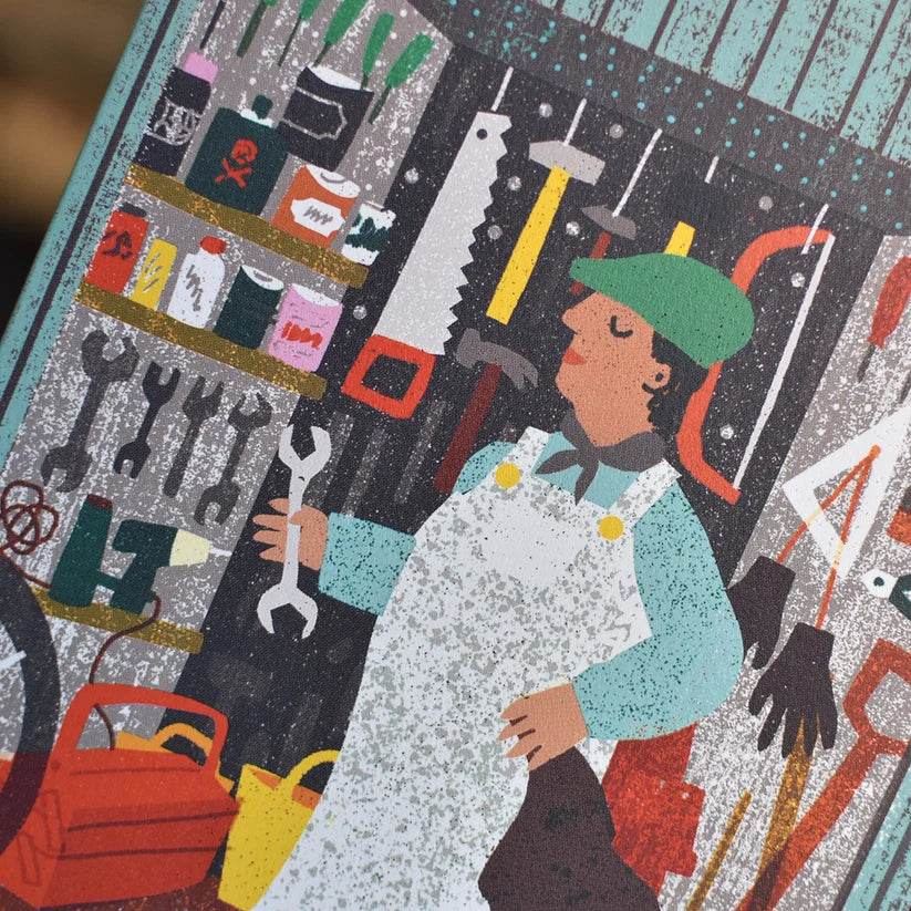 Man in Shed Shaped Card