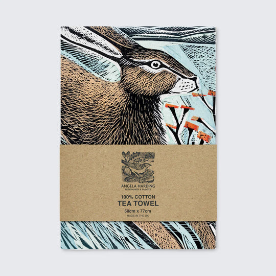 Shooting Star Winter Hare Tea Towel