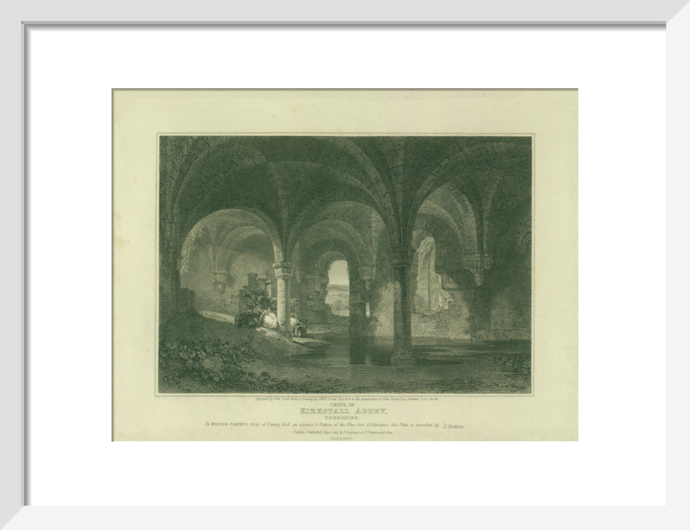 J.M.W. Turner and John Scott (engraver), Kirkstall Abbey Crypt, 1814