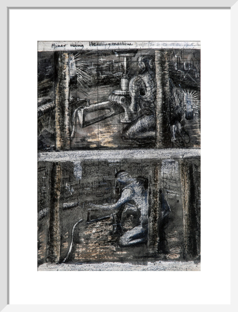 Henry Moore, Miner Using Heading Machine, page from Coalmine Sketchbook, 1942
