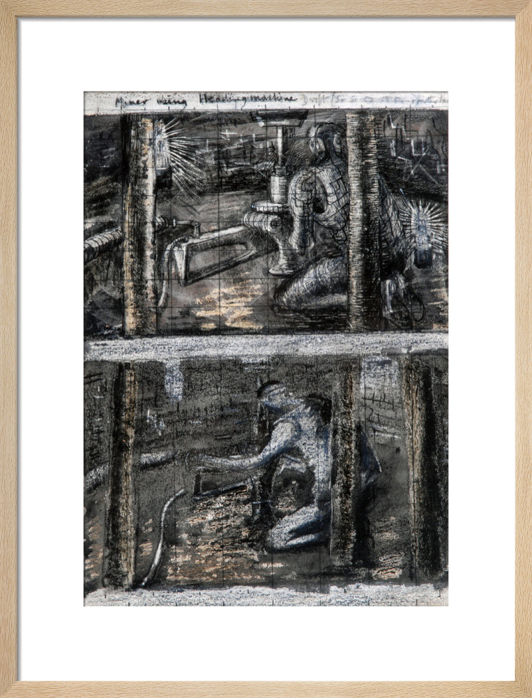 Henry Moore, Miner Using Heading Machine, page from Coalmine Sketchbook, 1942