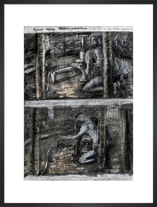 Henry Moore, Miner Using Heading Machine, page from Coalmine Sketchbook, 1942