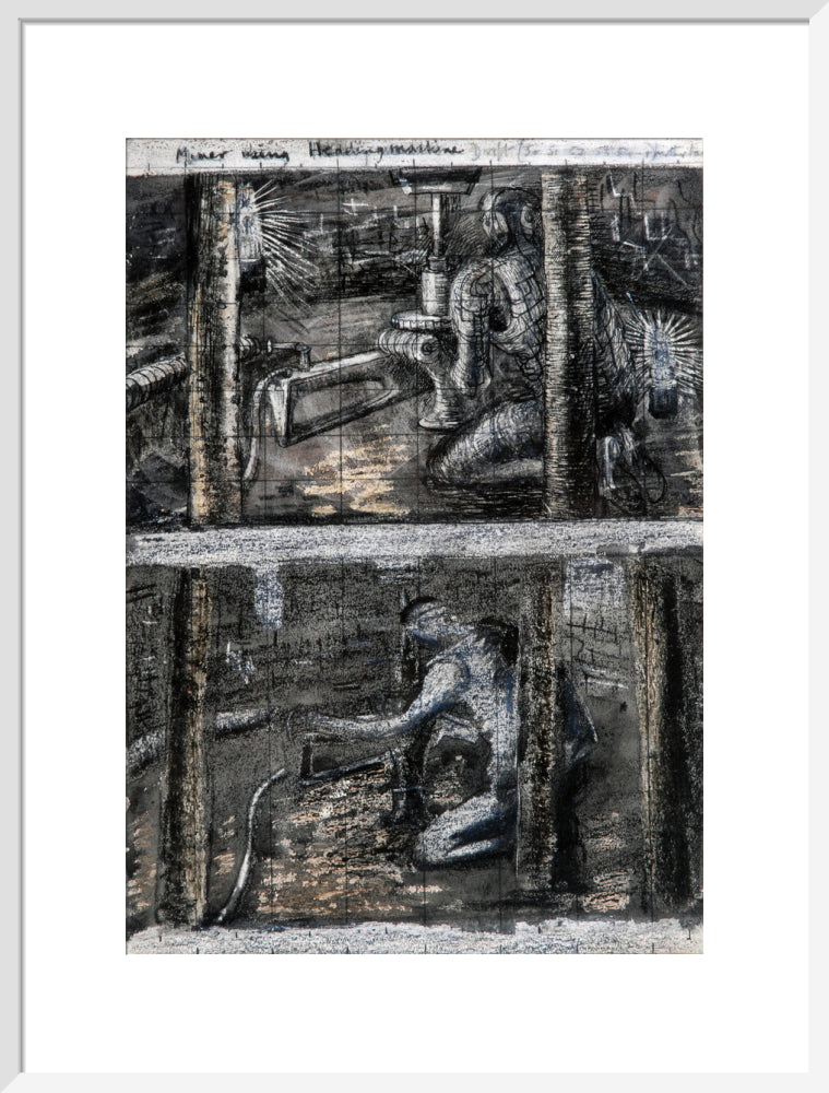 Henry Moore, Miner Using Heading Machine, page from Coalmine Sketchbook, 1942