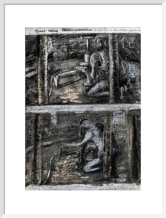 Henry Moore, Miner Using Heading Machine, page from Coalmine Sketchbook, 1942