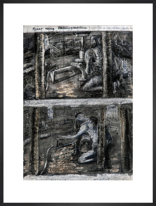 Henry Moore, Miner Using Heading Machine, page from Coalmine Sketchbook, 1942