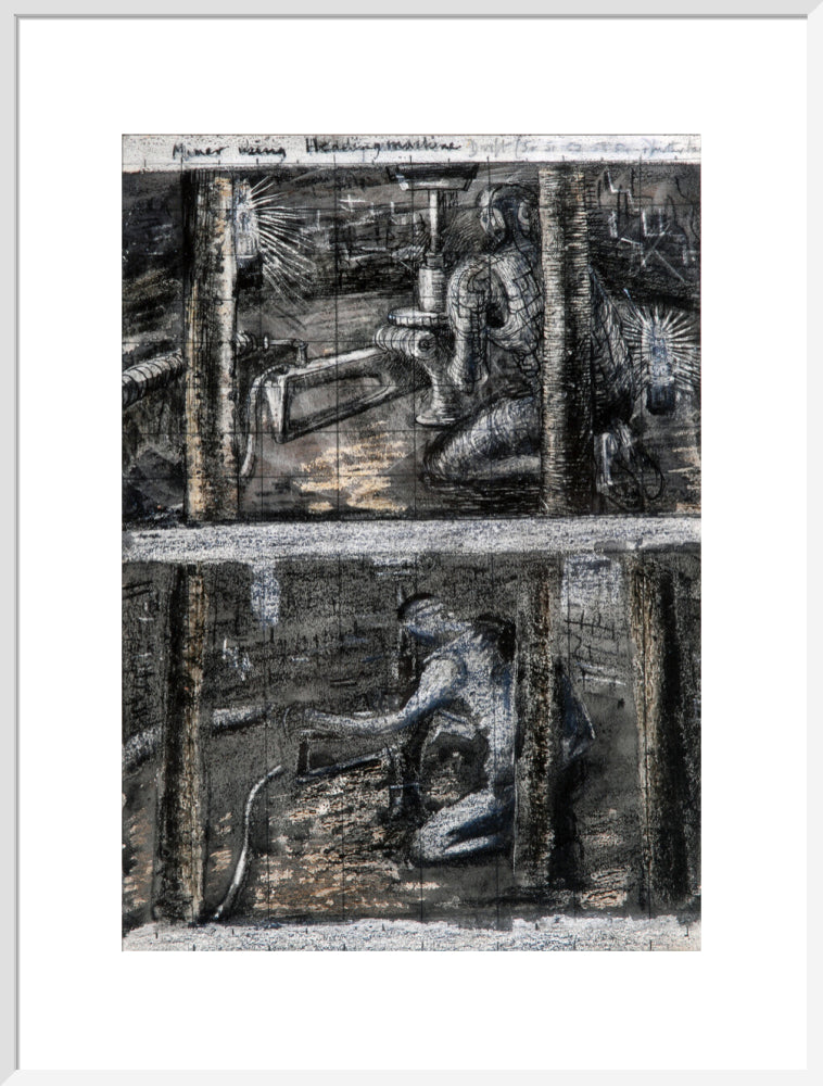 Henry Moore, Miner Using Heading Machine, page from Coalmine Sketchbook, 1942