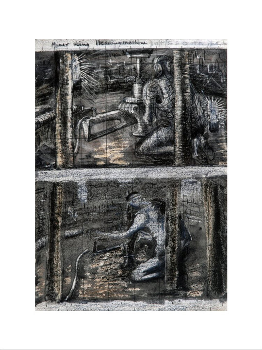 Henry Moore, Miner Using Heading Machine, page from Coalmine Sketchbook, 1942