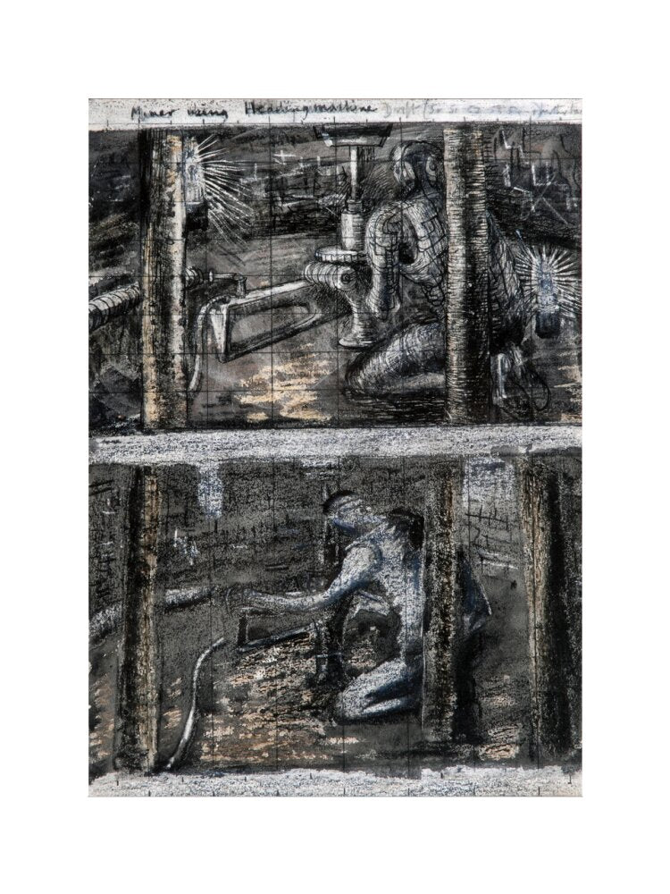 Henry Moore, Miner Using Heading Machine, page from Coalmine Sketchbook, 1942