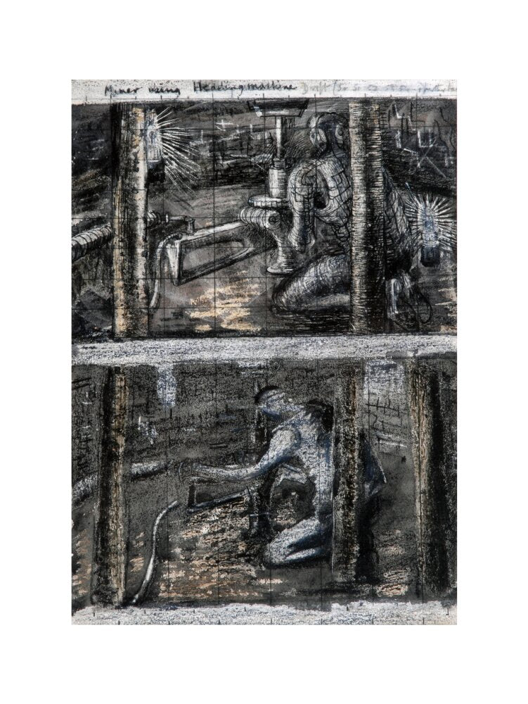 Henry Moore, Miner Using Heading Machine, page from Coalmine Sketchbook, 1942