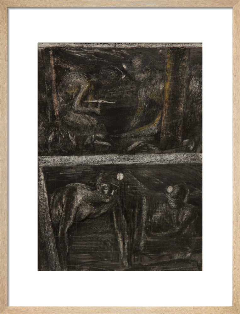 Henry Moore, Miners Working at Coalface and study for 'At the Coalface', page from Coalmine Sketchbook, 1942