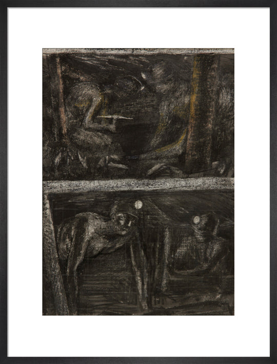 Henry Moore, Miners Working at Coalface and study for 'At the Coalface', page from Coalmine Sketchbook, 1942