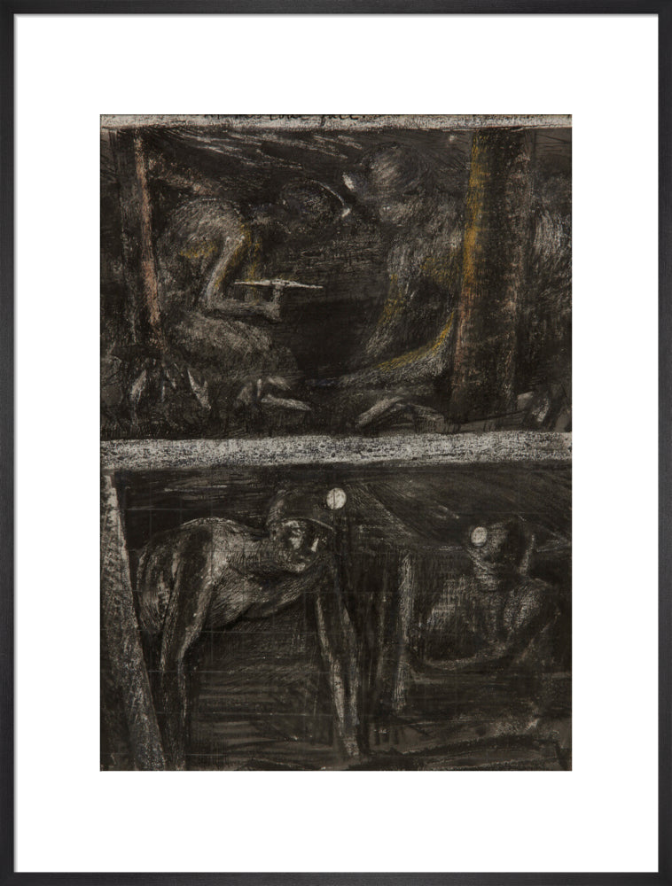 Henry Moore, Miners Working at Coalface and study for 'At the Coalface', page from Coalmine Sketchbook, 1942