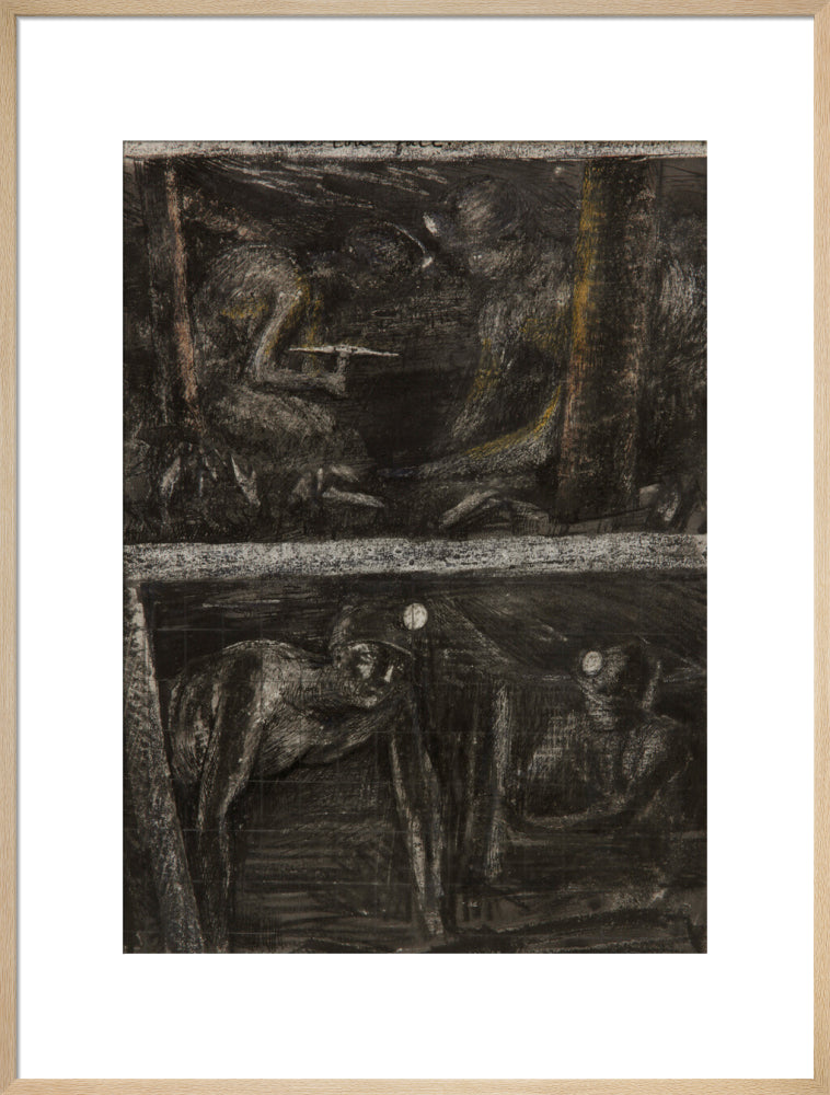 Henry Moore, Miners Working at Coalface and study for 'At the Coalface', page from Coalmine Sketchbook, 1942