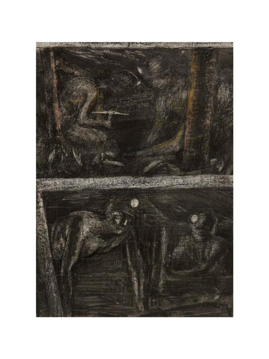 Henry Moore, Miners Working at Coalface and study for 'At the Coalface', page from Coalmine Sketchbook, 1942