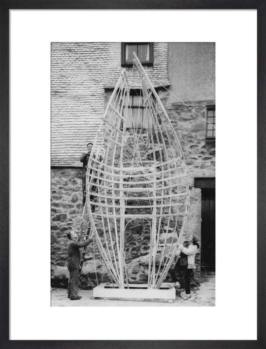 Barbara Hepworth working on the first stage of Winged Figure prototype, 1962.
