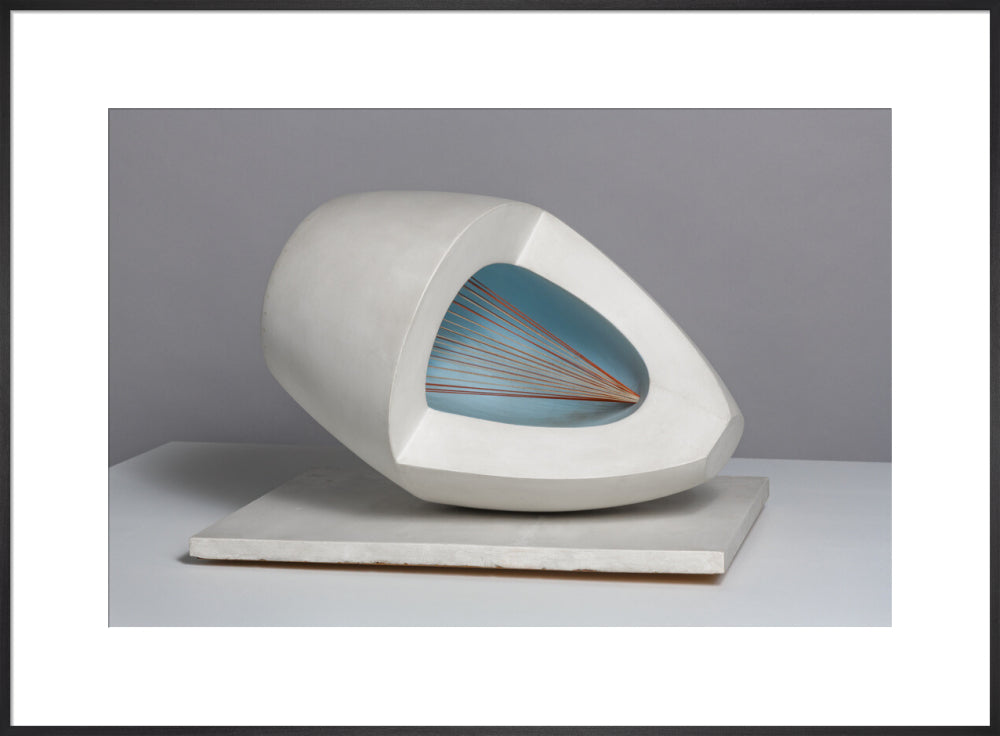 Barbara Hepworth, Sculpture with Colour (Oval Form) Pale Blue and Red, 1943, painted wood and strings. (art print, extra large, black)