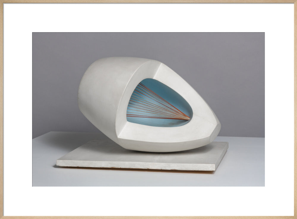 Barbara Hepworth, Sculpture with Colour (Oval Form) Pale Blue and Red, 1943, painted wood and strings. (art print, extra large, natural)