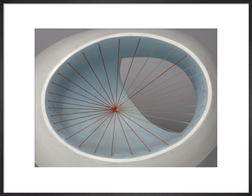 Barbara Hepworth, Sculpture with Colour (Oval Form) Pale Blue and Red, 1943, painted wood and strings. (art print, large, black)