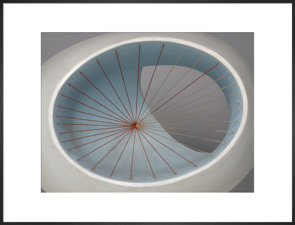 Barbara Hepworth, Sculpture with Colour (Oval Form) Pale Blue and Red, 1943, painted wood and strings. (art print, extra large, black)
