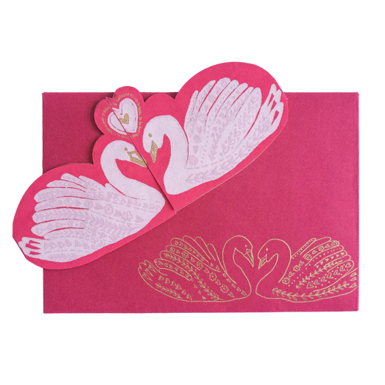 Kissing Swans Greetings Card