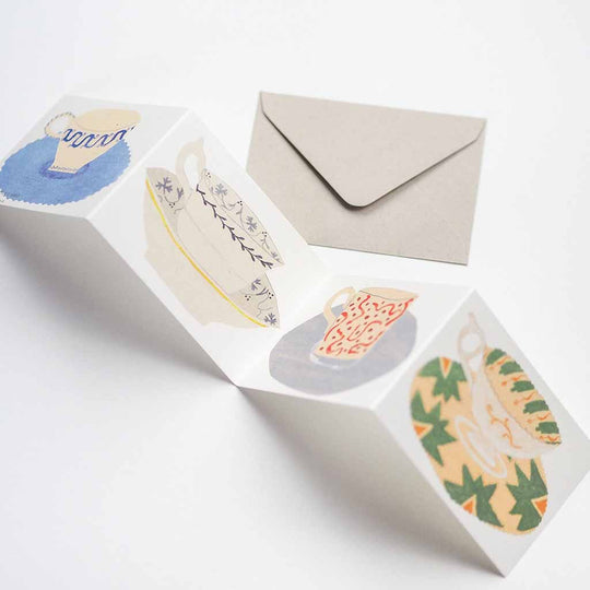 Tea Cups and Saucers Greetings Card
