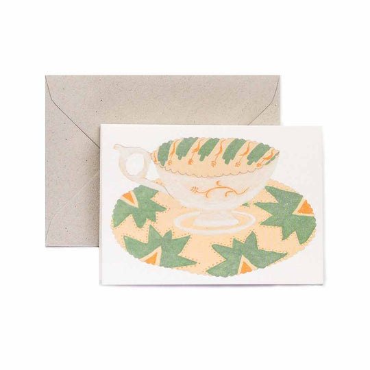 Tea Cups and Saucers Greetings Card