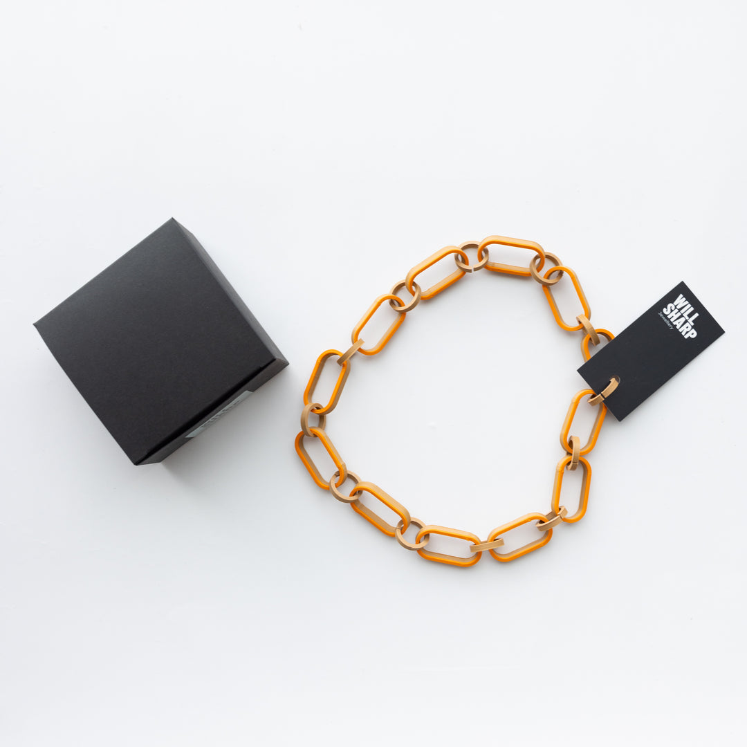 Will Sharp: Interchangeable Chain Brown Orange Necklace