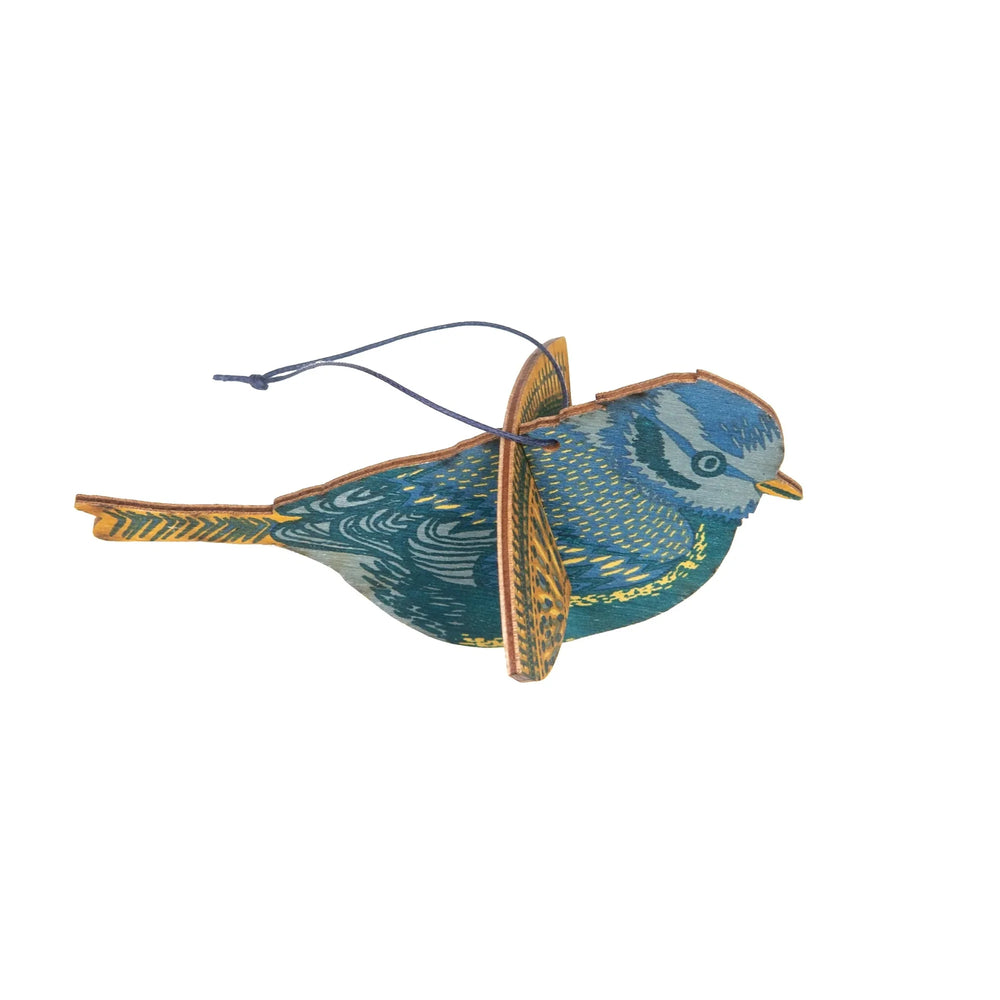 Wooden Bird Decoration - Blue