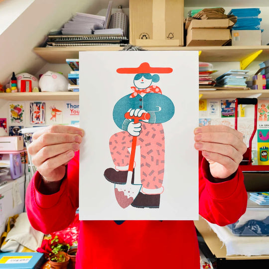 Digging Riso Print by Yuk Fun