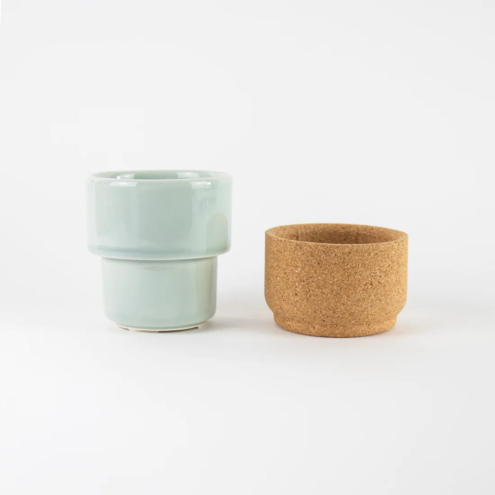 Cork and Ceramic Medium Mug, Aqua