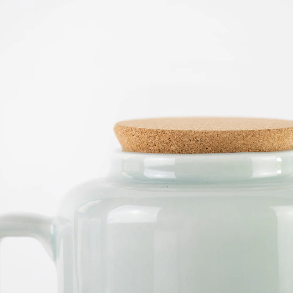 Cork and Ceramic Small Teapot, Aqua