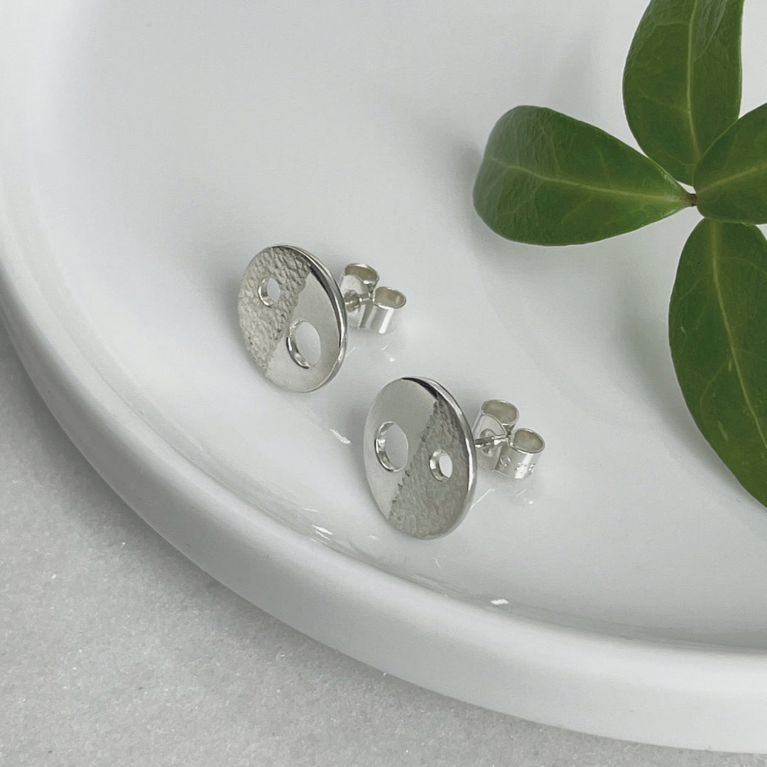 Modernist Silver Circle Studs by Genevieve Broughton