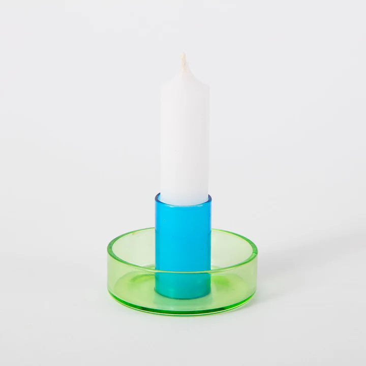 Small Glass Candle Holder Green / Blue