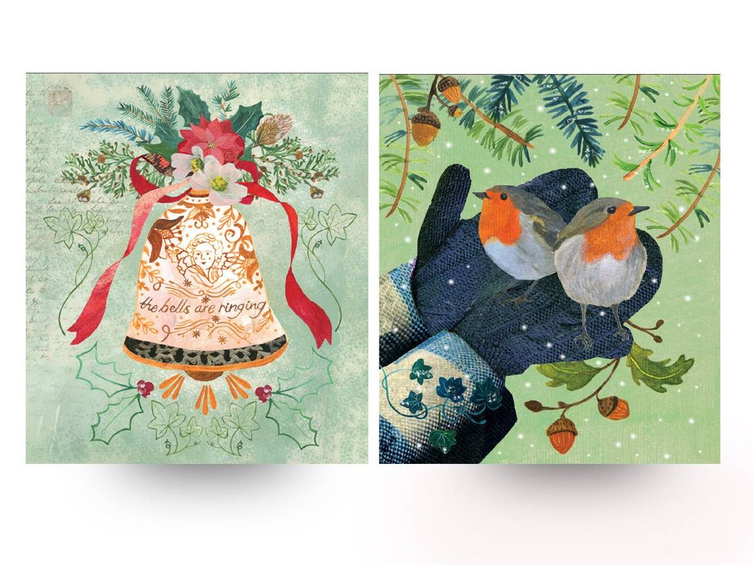 Bells / Robin Friends Christmas Card Pack