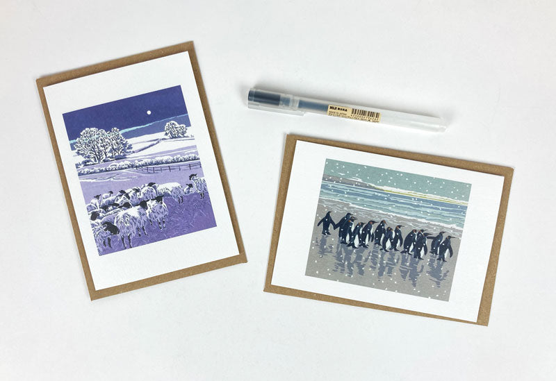 Snowy Beach Kings / Flocks by Night Notecard Set