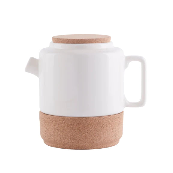 Large Cork & Ceramic Teapot, Cream