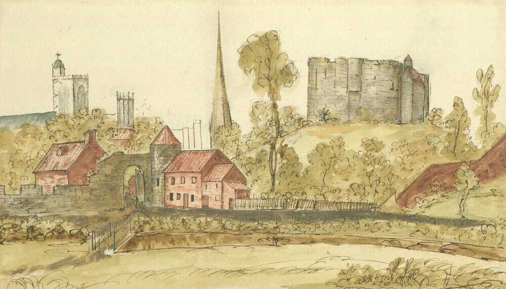 View towards Castlegate Postern and Clifford's Tower in the City of York taken from St. George's Field 1774